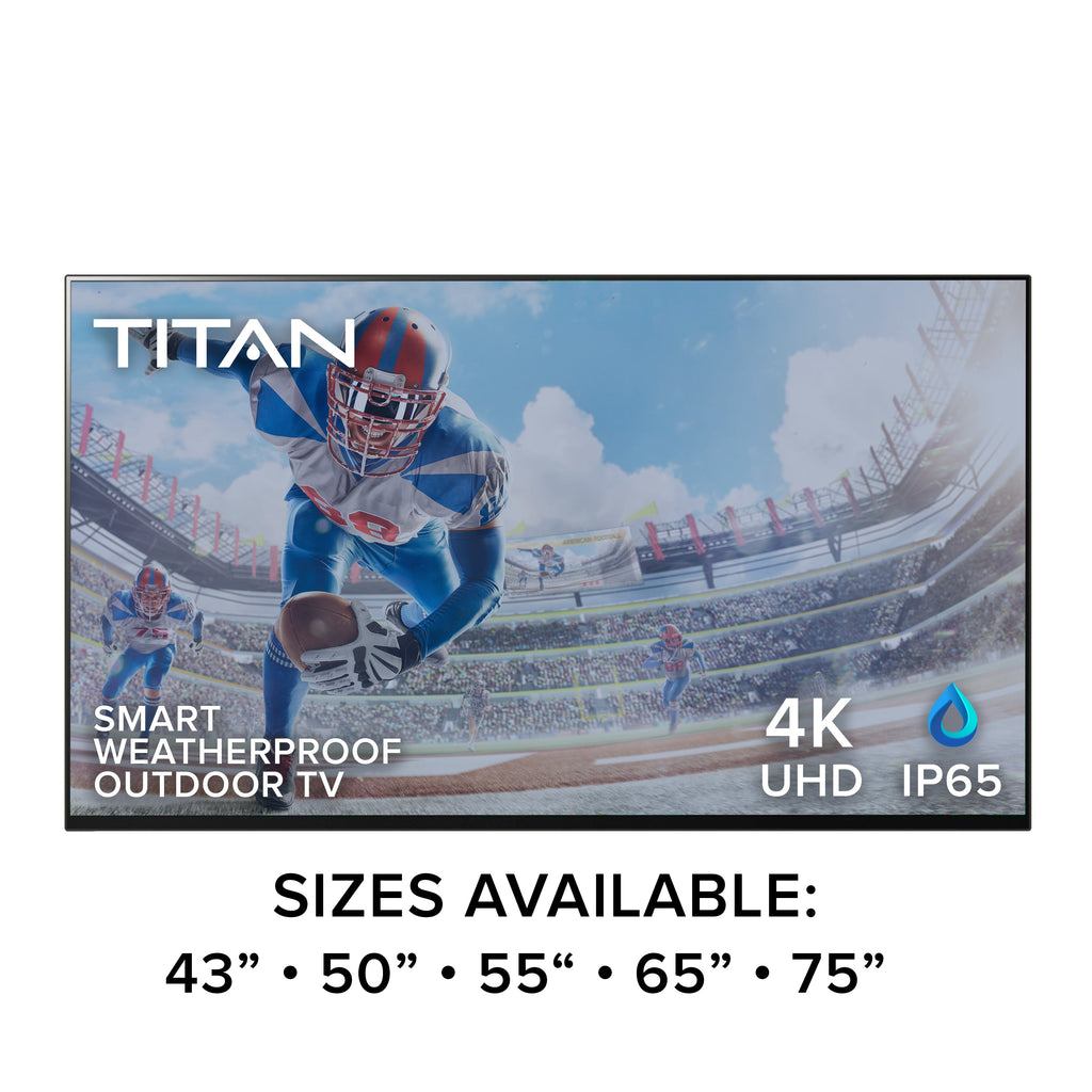 Titan Full Sun Outdoor Smart TV 4K UHD 60hz HDR10 Mil-Spec IP65 Weatherproof Nanocoated WiFi Bluetooth WebOS Alexa Google Apple AirPlay 2 (GL-UR90)