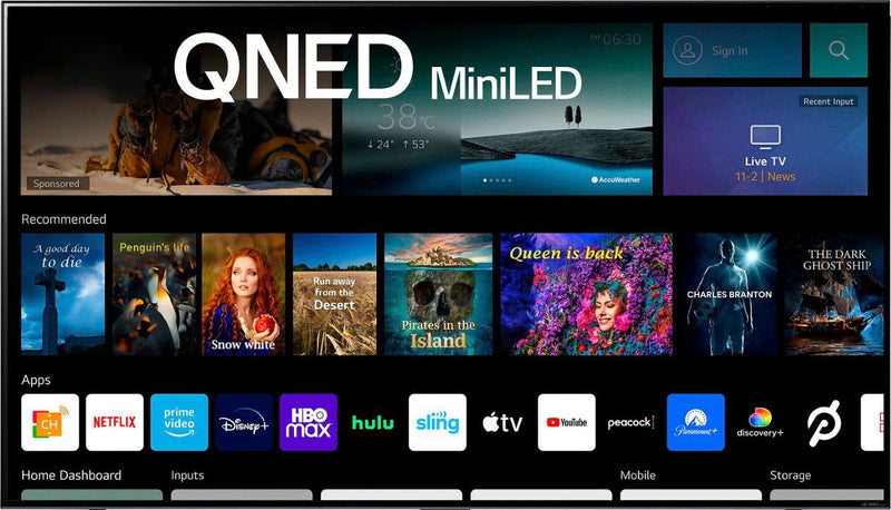 Titan Full Sun Outdoor Smart TV 4K QNED MiniLED 120hz HDR10 Mil-Spec IP65 Weatherproof Nanocoated Dolby Atmos WiFi Bluetooth WebOS Alexa Google Apple AirPlay 2 (GL-Q85)