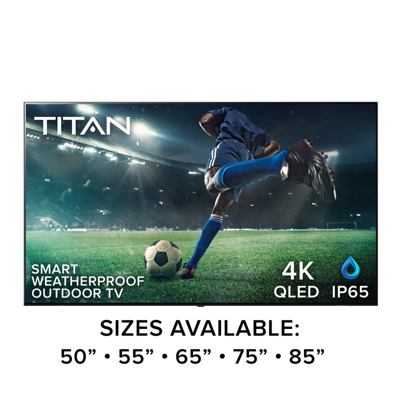 Titan Full Sun Outdoor Smart TV 4K QLED 120hz HDR10 Mil-Spec IP65 Weatherproof Nanocoated Dolby Atmos WiFi Bluetooth Tizen Alexa Google Apple AirPlay 2 (MS-Q80C)