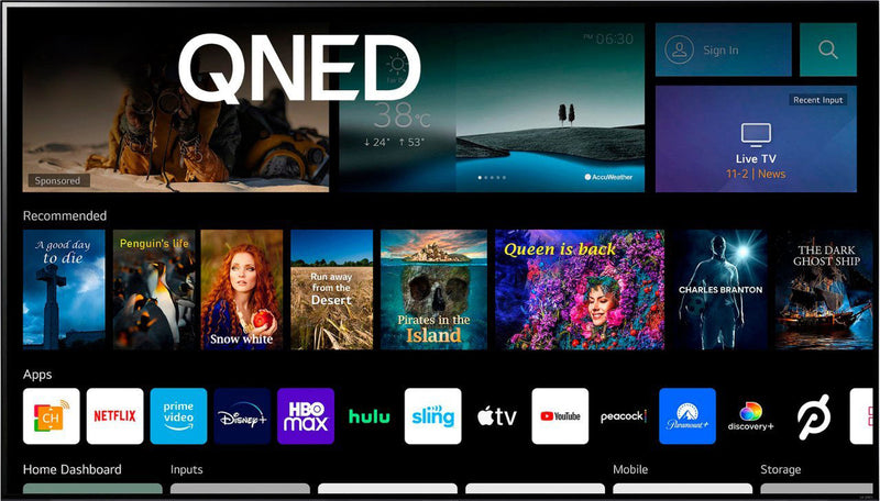 Titan Full Sun Outdoor Smart TV 4K QNED 120hz HDR10 Mil-Spec IP65 Weatherproof Coated Bluetooth WiFi Alexa Google Apple AirPlay 2 (GL-Q80)