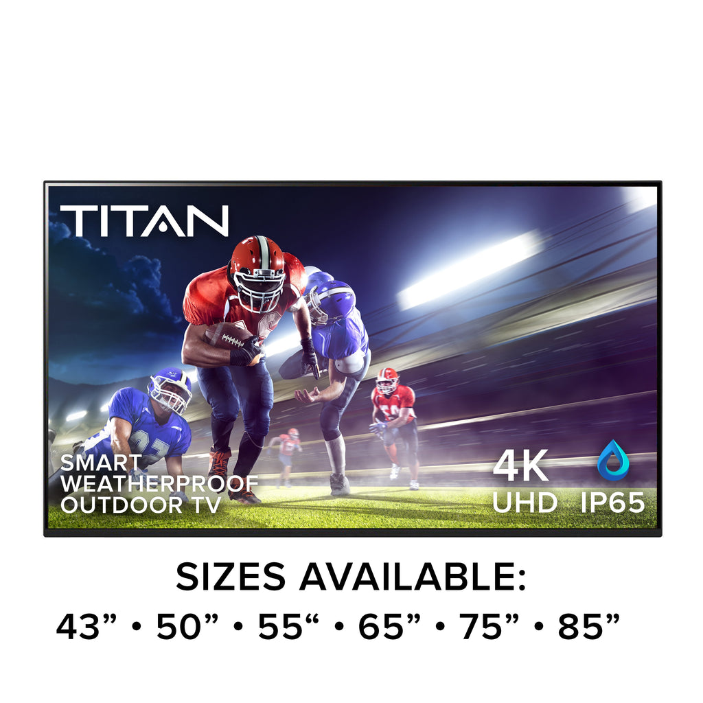 Titan Partial Sun Outdoor Smart TV 4K  LED Edge Lit UHD 60hz HDR10 Mil-Spec IP65 Weatherproof Nanocoated WiFi Bluetooth Tizen Alexa Google Apple AirPlay 2 (MS-CU80)